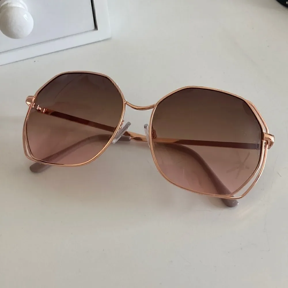 Women's Geometric Sunglasses Rose Gold Shiny